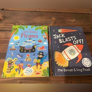 Usborne Little First Stickers Pirates & A Jack Book Jack Blasts Off Bundle